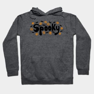 Handwritten Spooky Lettered Font Doodle with Bats and Orange Swirls, made by EndlessEmporium Hoodie